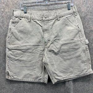 Carhartt Shorts Mens 34 Beige Chino Flat Front Khaki Tan Canvas Carpenter Y2K
